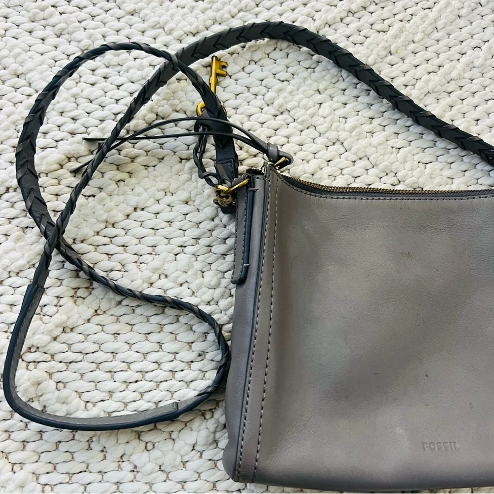 KATE SPADE Light Pink & FOSSIL Gray Crossbody Bags Leather Purses Lot of 2